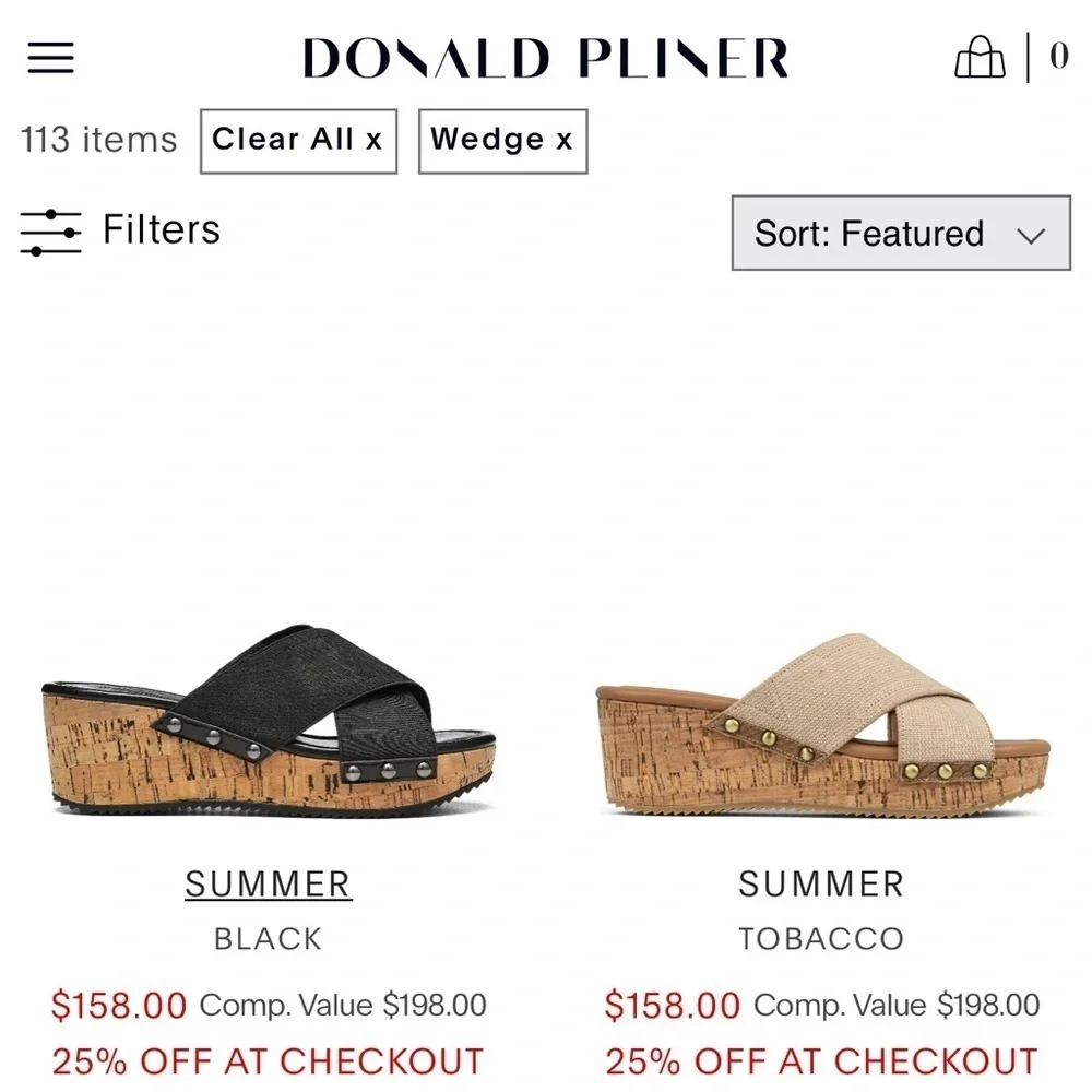 Donald J. Pliner Black and Tobacco Wedge Sandals
